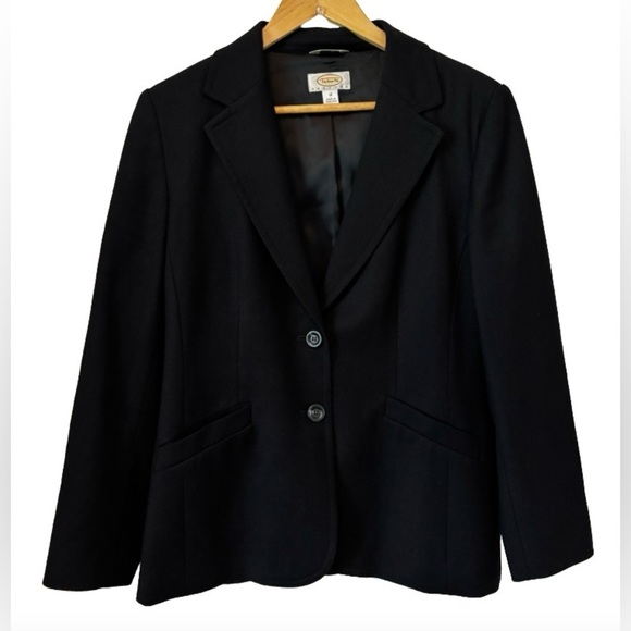 Talbots blk wool blnd 2 buttn lined blzr SZ 10P preppy dk academia office - Picture 2 of 9